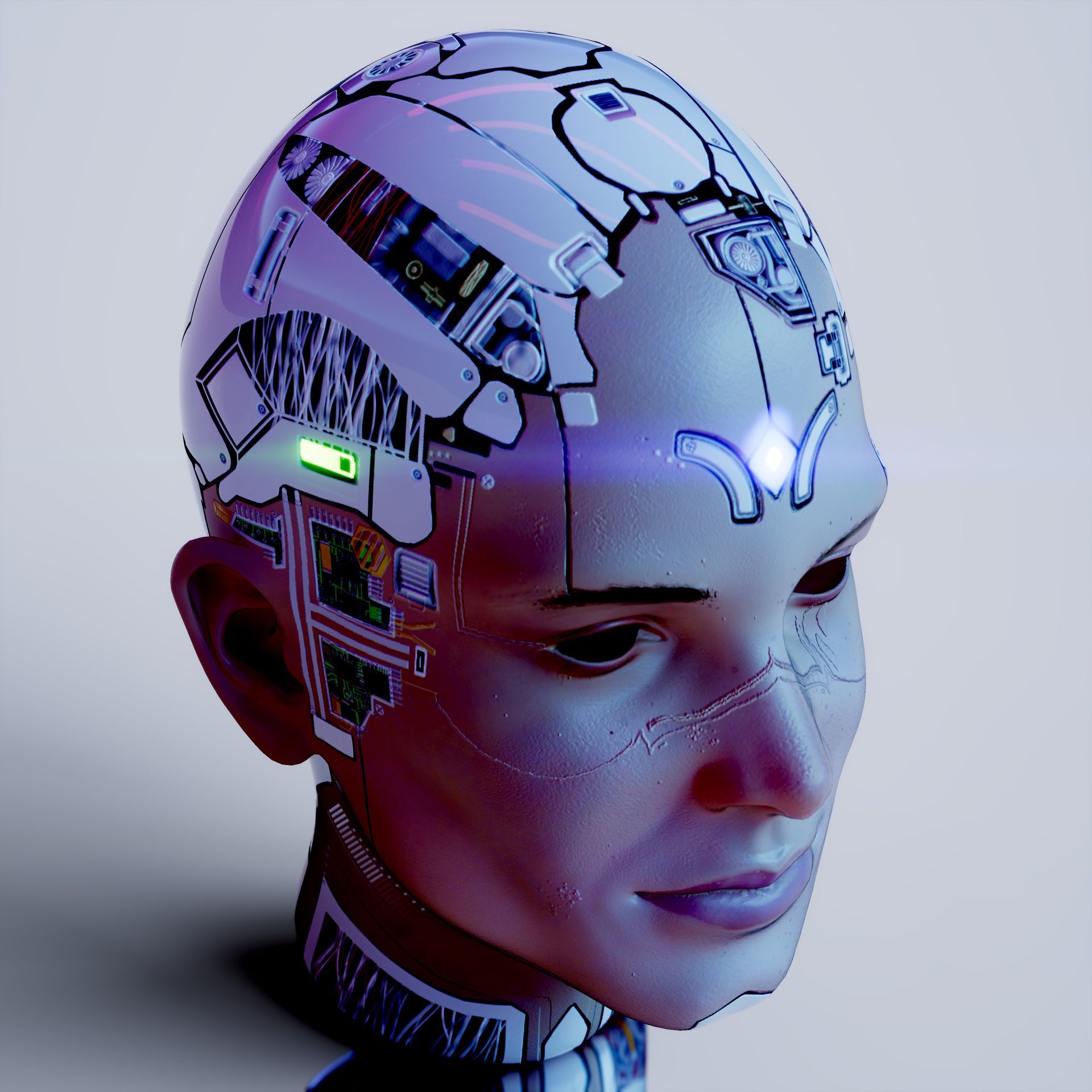 Cyborg head textured