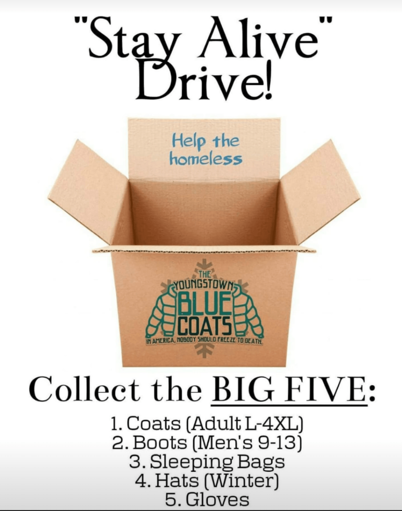 stay alive drive help the homeless