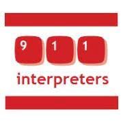 The logo for 911 Interpreters features three red rounded squares containing the numbers 9, 1, and 1, above the text.