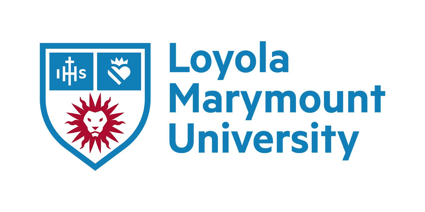 The Loyola Marymount University logo: a blue shield featuring a cross, heart, and red lion next to the blue university name.