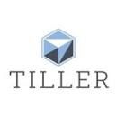 The Tiller logo, featuring a blue hexagonal geometric icon above the word 