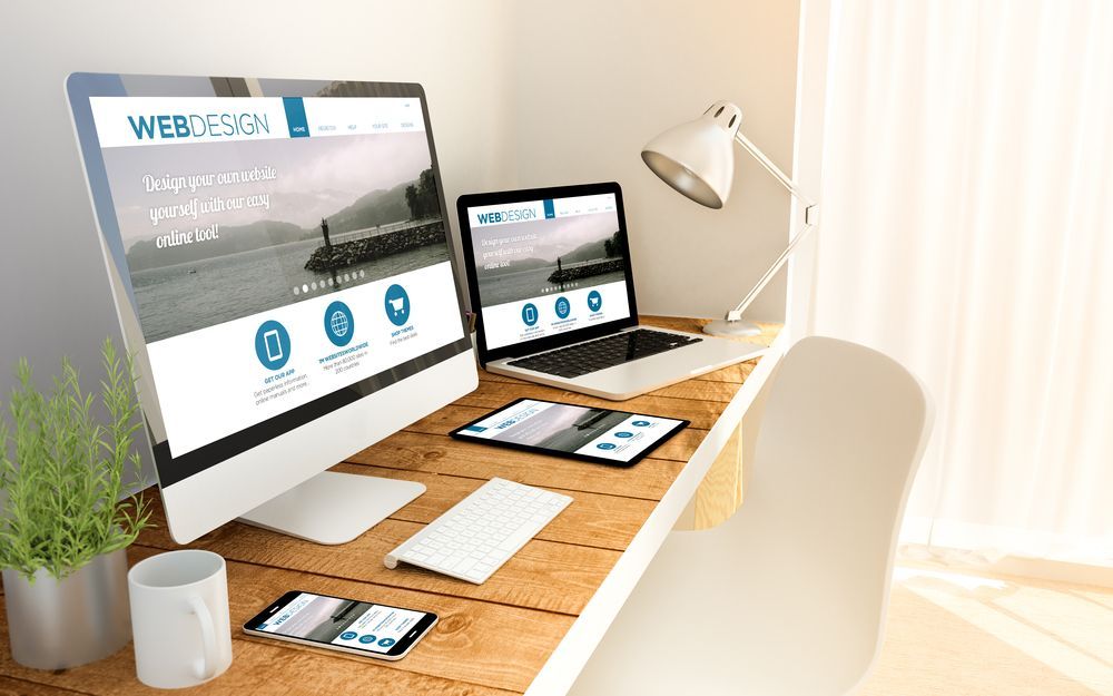 Workspace With Multiple Devices Displaying a Website Mockup — Tech Aid In Moffat Beach, QLD