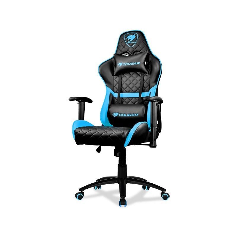 Blue and Black Cougar Gaming Chair With Headrest and Lumbar Pillow — Tech Aid In Moffat Beach, QLD