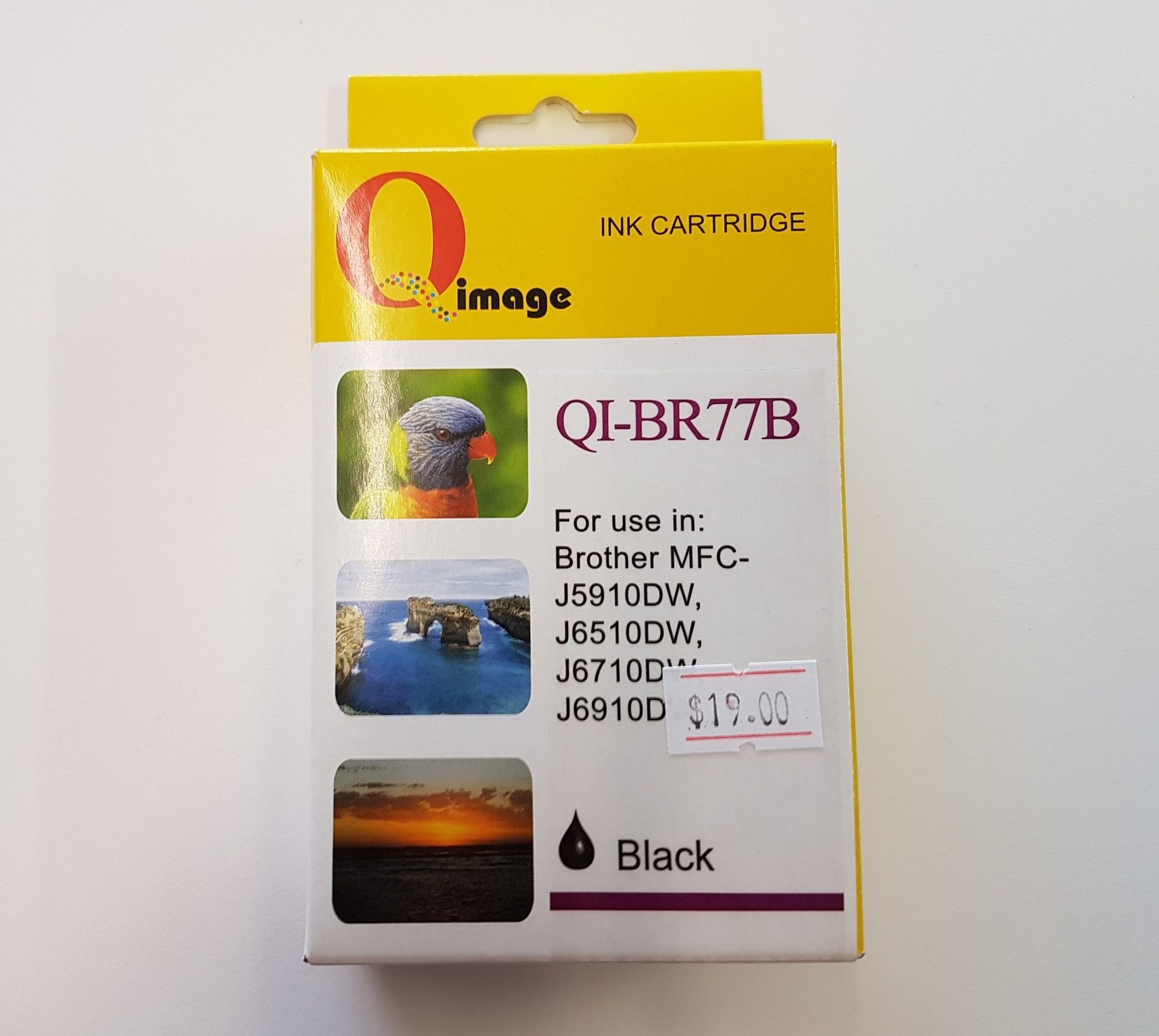 Yellow and White Ink Cartridge Box Labeled QI-BR77B for Brother MFC Printers; Black Ink — Tech Aid In Moffat Beach, QLD