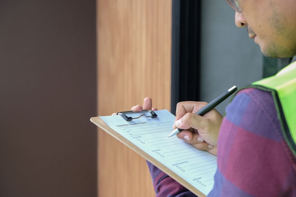 A Man Is Writing On A Clipboard With A Pen — ASAP Pest Control in Elanora, QLD