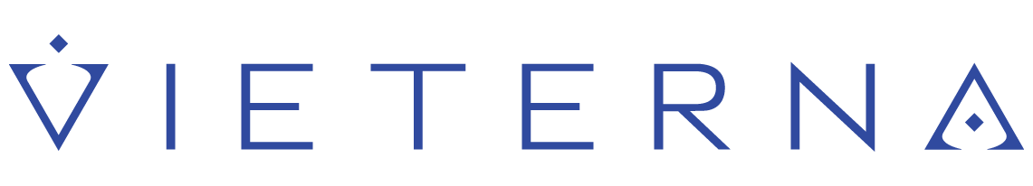 Logotipo de Vieterna en letras mayúsculas azules sobre fondo blanco