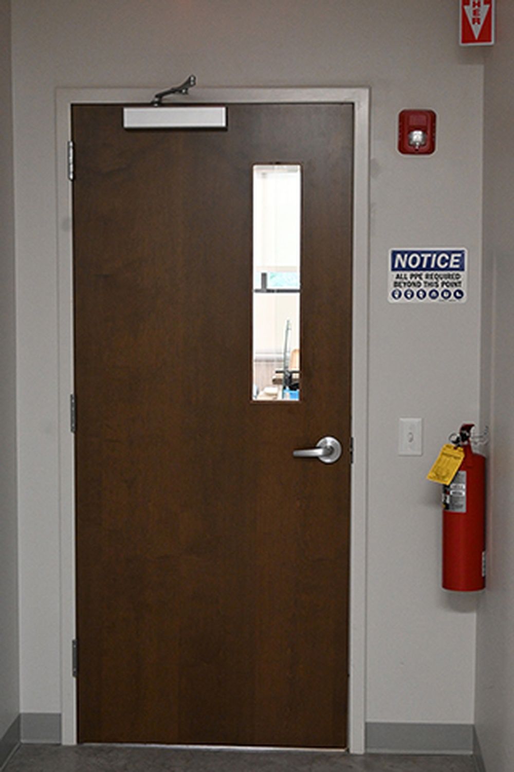 A door with a notice sign on it