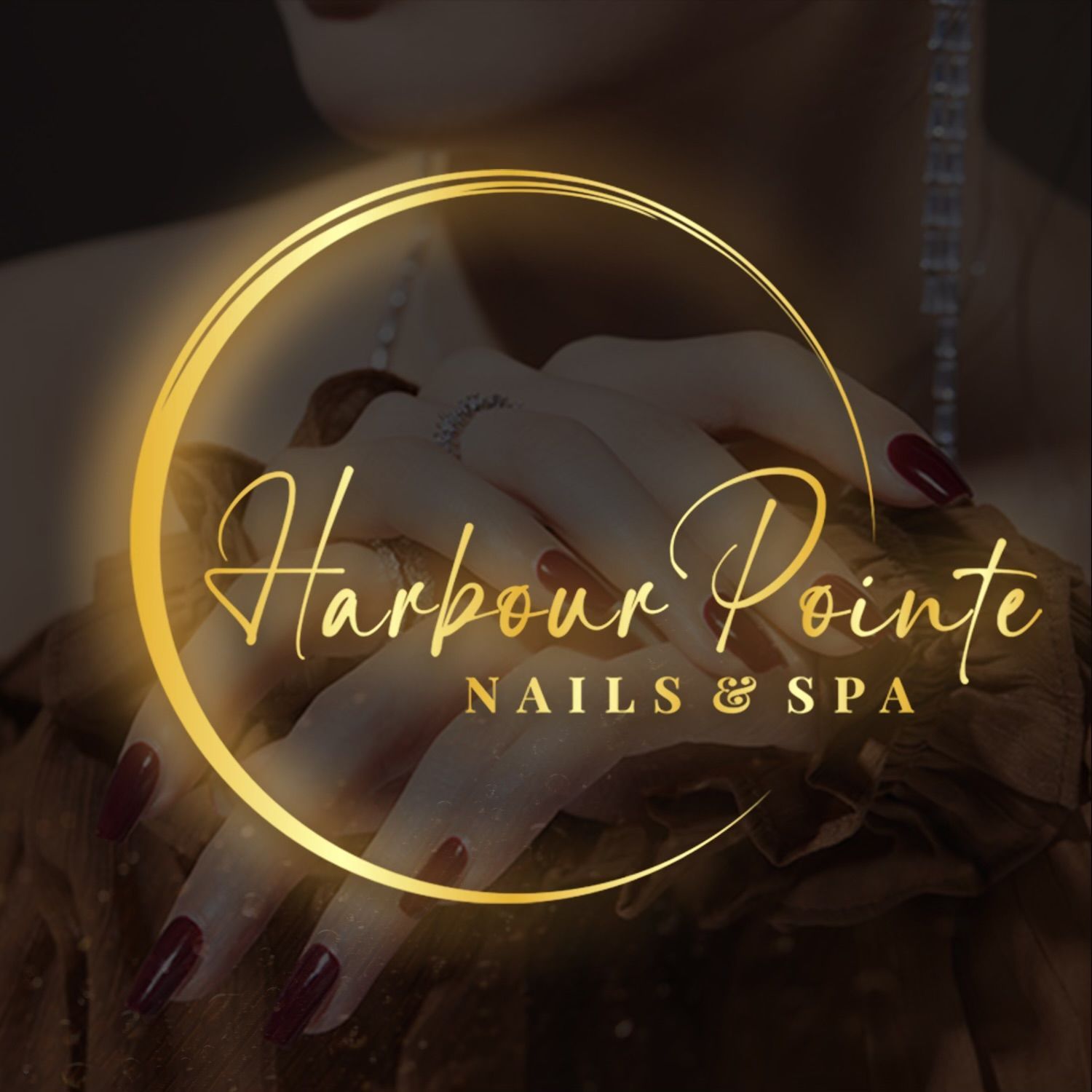 A logo for harbour pointe nails and spa