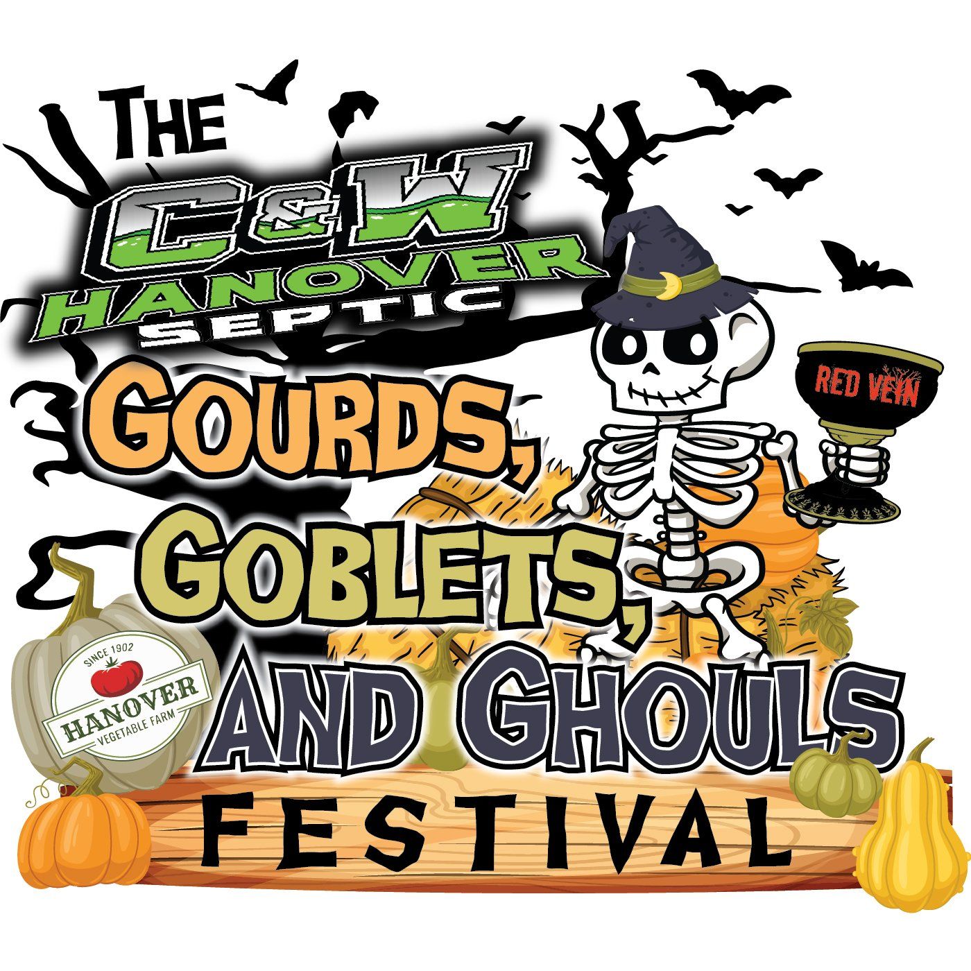 A poster for the gourd , goblets , and ghouls festival.