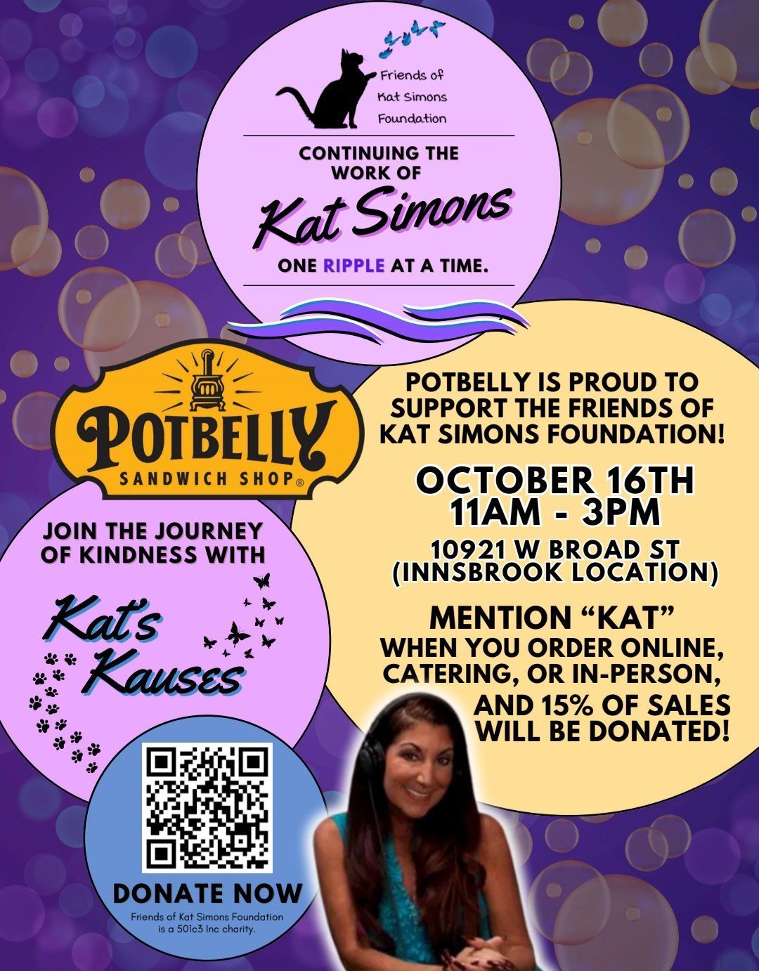 Potbelly is proud to support the friends of kat simons foundation