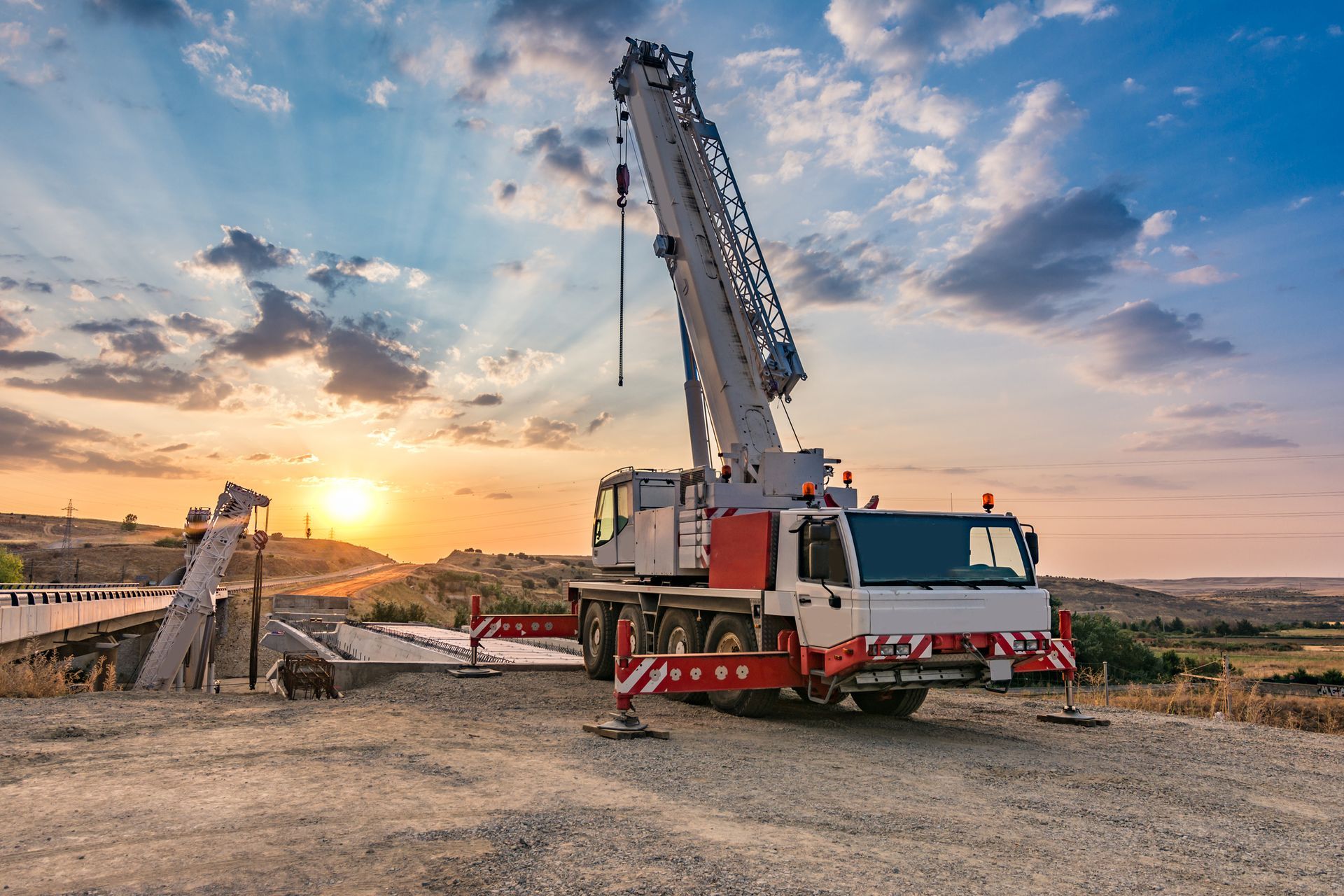 Crane Trucks in the Construction of a Bridge — Wyong, Nsw — Mcphan Cranes & Transport