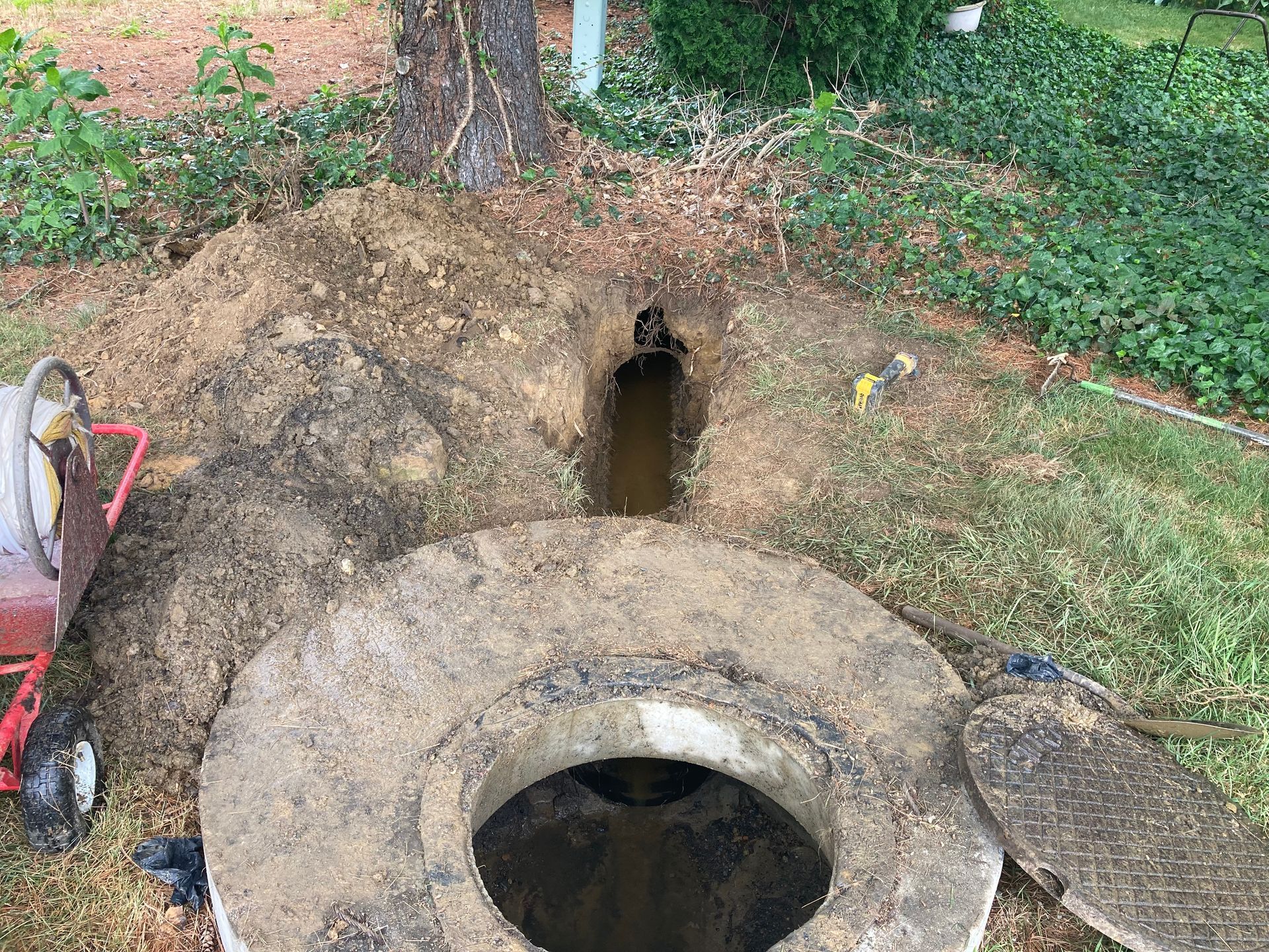 High pressure water eroded soil away after the crown of the stormwater pipe rusted away