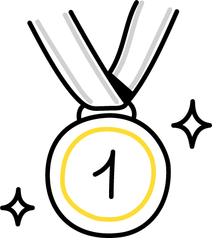 Gold medal with number