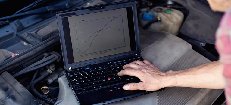 running-diagnostics An automatic transmissions expert running diagnostics in Perth