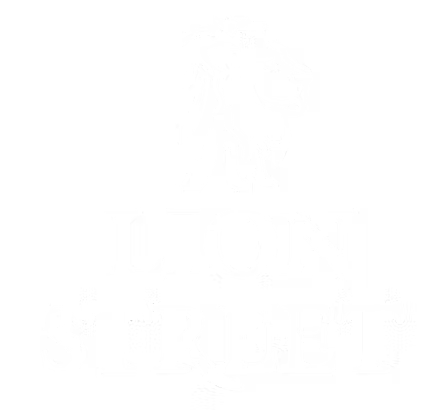 White outline of a person holding a sign with text, likely a protest or demonstration.