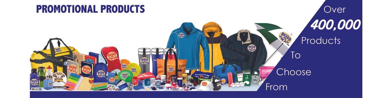 Promotional Products with BrandMySwag.com log on them.