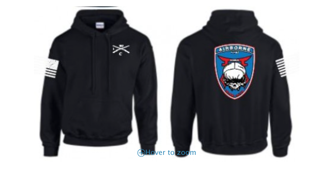 The front and back of a black hoodie with a skull on it