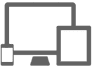 a computer , tablet , and cell phone icon on a white background .