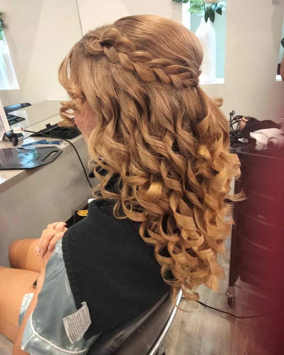 Woman With Wavy, Curled Blonde Hair, Half-up Braided Style — Artistry Of Hair in Redlynch, QLD