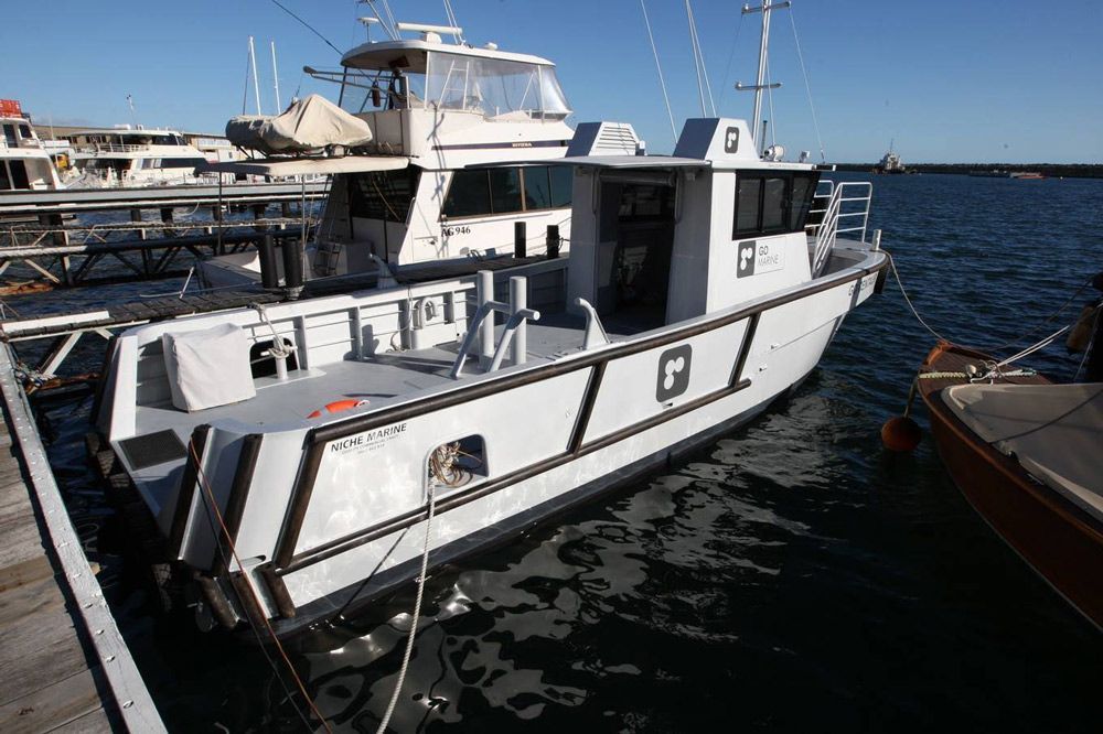 Docked Boat with Outboard Motor