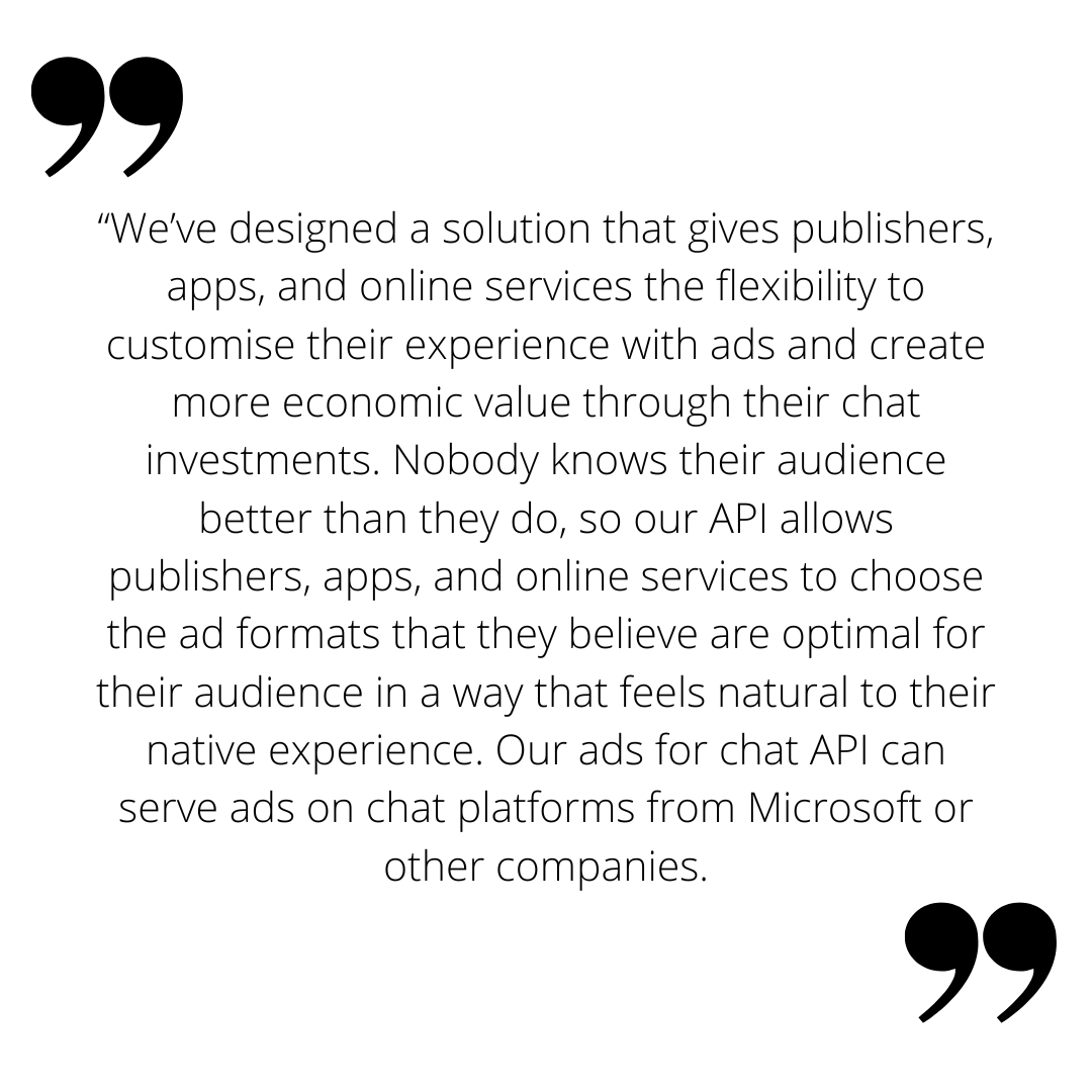 Zitat von Microsoft bezüglich den Ads für Chat API