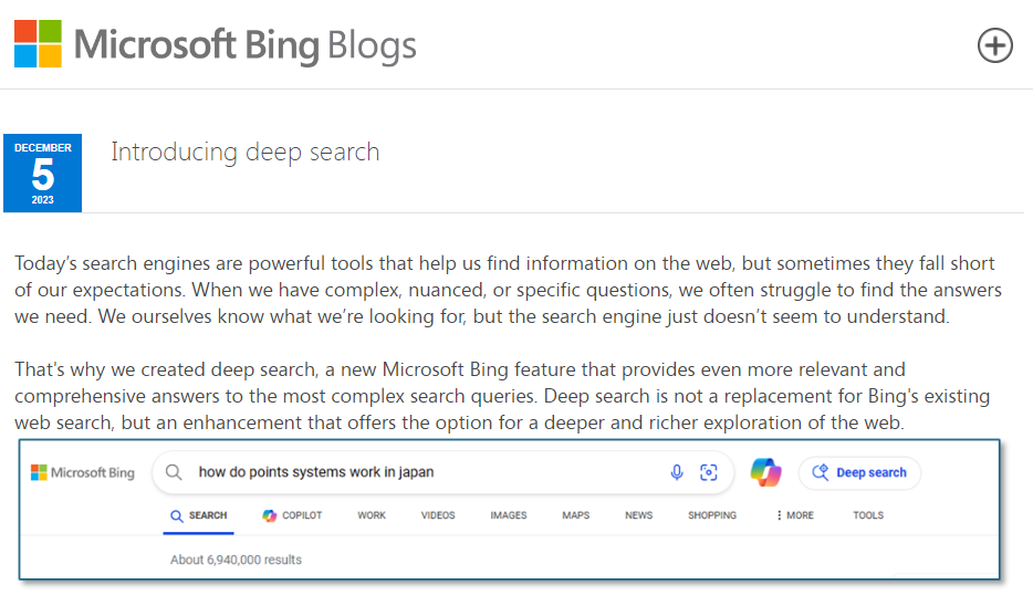 Bildausschnitt von Microsoft Bing Blogs