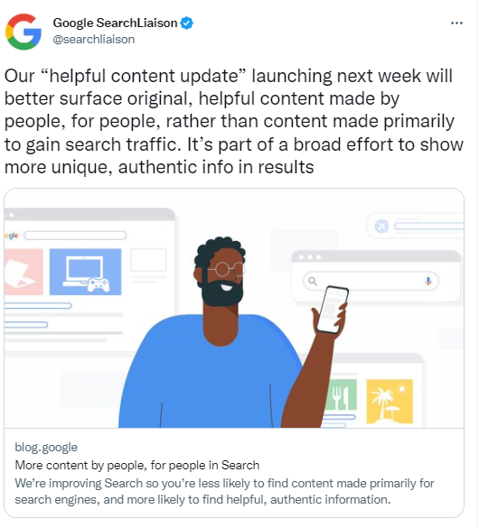 Offizieller Post von Google SearchLaison über die Aktualisierung hilfreicher Inhalte