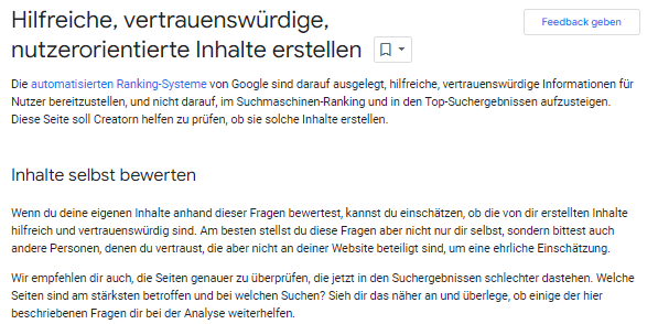 Ein Screenshot einer Google-Seite auf Deutsch