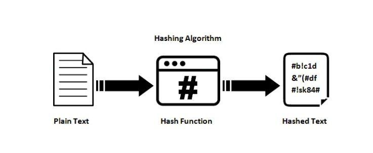 Darstellung der Umwandlung mithilfe des Hash-Algorithmus (SHA256)