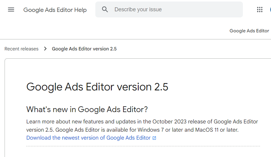 Bild von Google zum neuen Editor 2.5