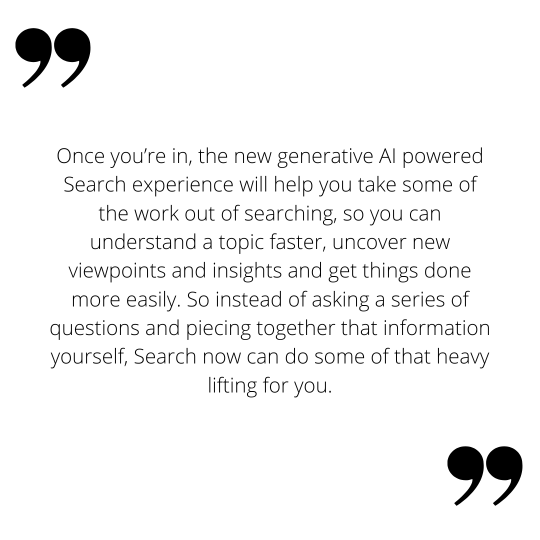 Zitat von Google zur Search Generative Experience