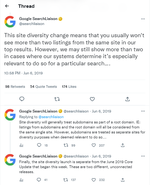 Thread von Google über die Keyword Kannibalisierung