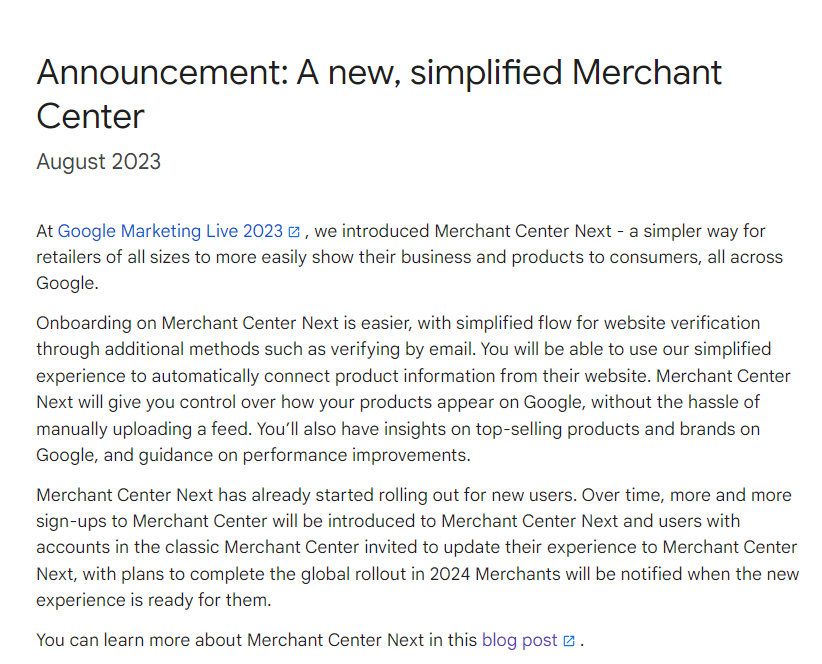 Neuerungen im Google Merchant Center