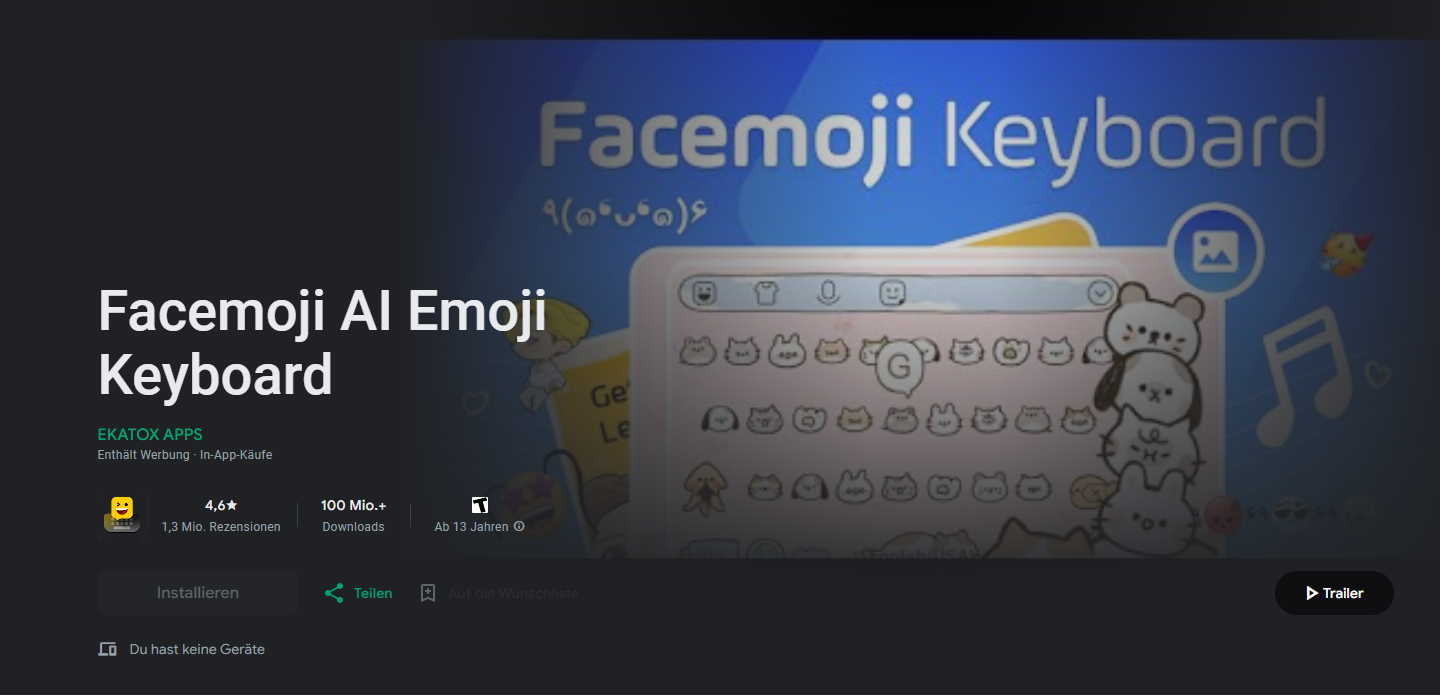 Ausschnitt von der App Facemoji AI Emoji Keyboard im App Store