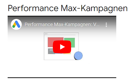 YouTube Video zu Performance Max-Kampagnen