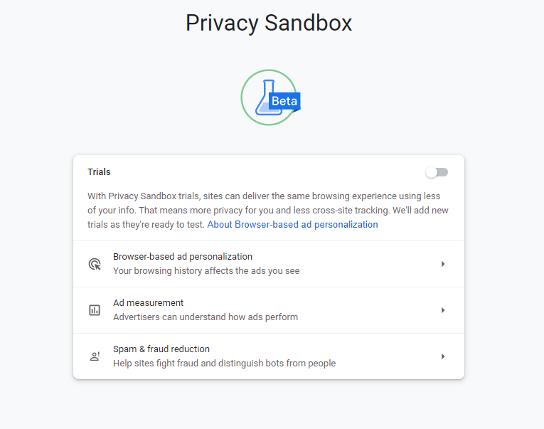 Die Grafik zeigt einen Ausschnitt der Privacy Sandbox