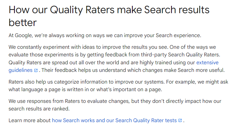Artikel zu Updates im Search Quality Rating
