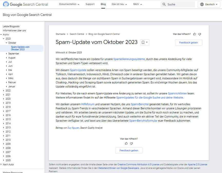 Bild zum Spam-Update vom Oktober 2023