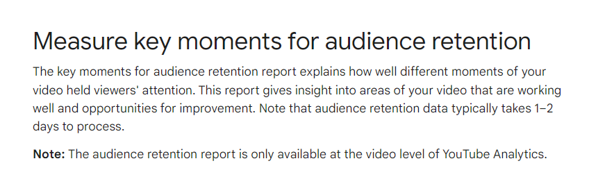 Textausschnitt um das Audience Retention Analytics Tool