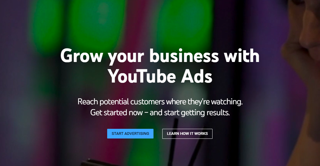 a screenshot of a website that says grow your business with youtube ads