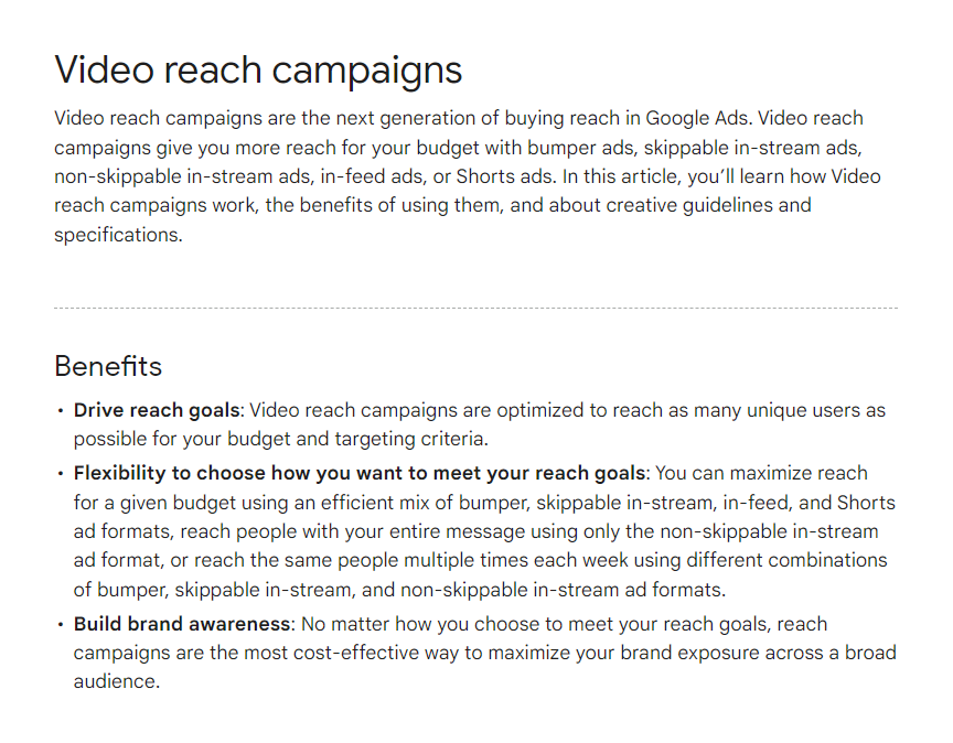 Neue Formate für Video Reach Kampagnen