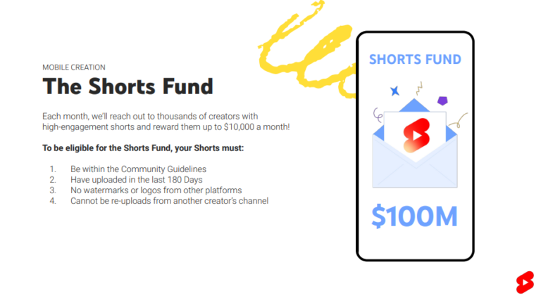 Ausschnitt von YouTube über Shorts Fund