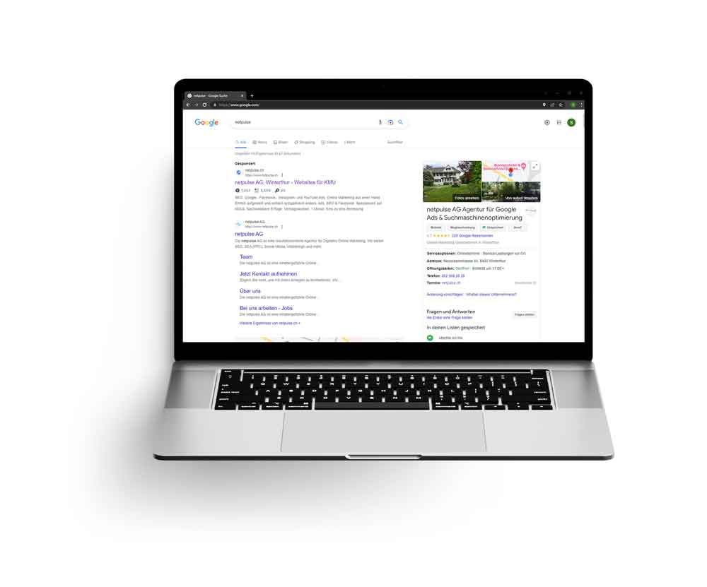 Laptop mit Google Business Profile Screenshot