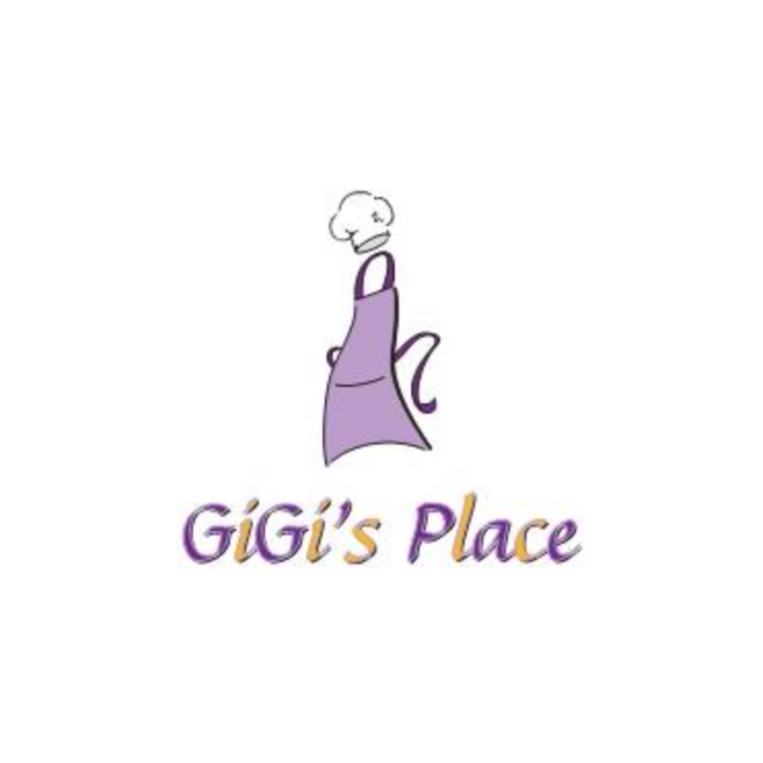 Purple logo of a stylized woman in a dress with “GiGi’s Place” text underneath