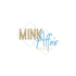 Mink Affair Beauty logo with gold and blue text over faint diamond outlines