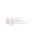 Pink floral logo for VNice Virtual Solutions with elegant script text on a white background