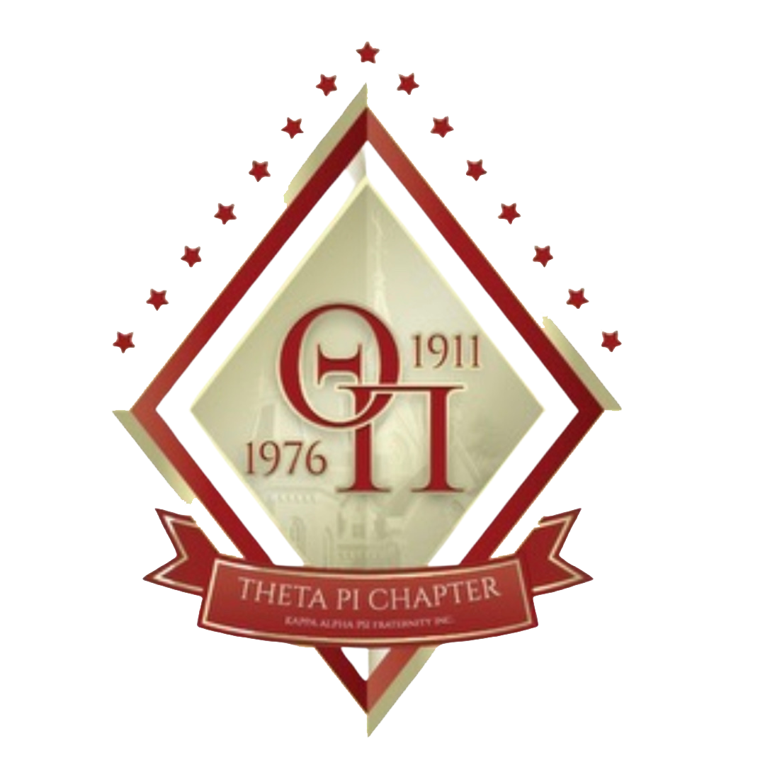 Theta Pi Chapter emblem in red and gold with dates 1911 and 1976.