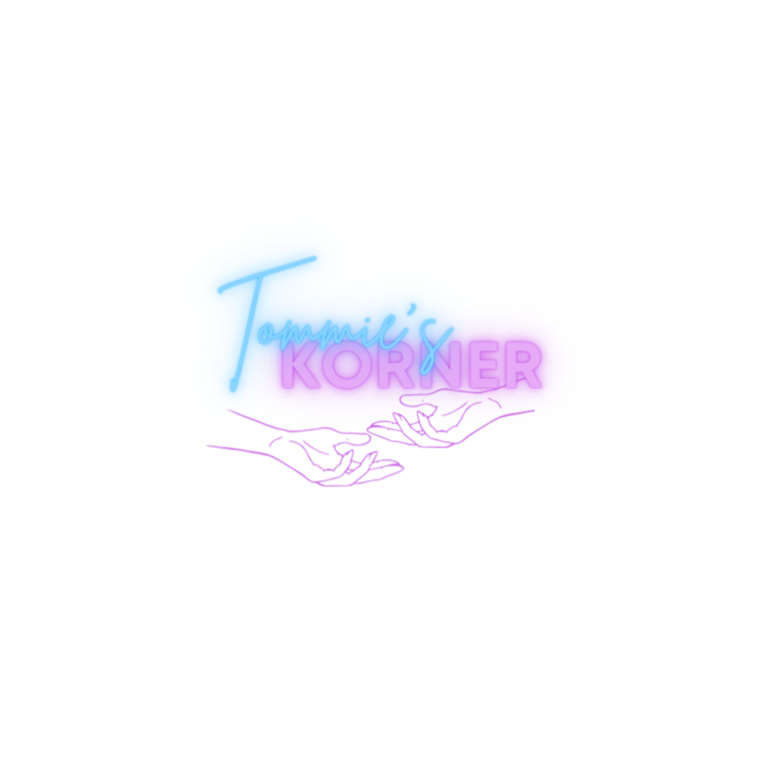 Pastel neon logo with the word “KORNER” and two line-art hands meeting beneath it.