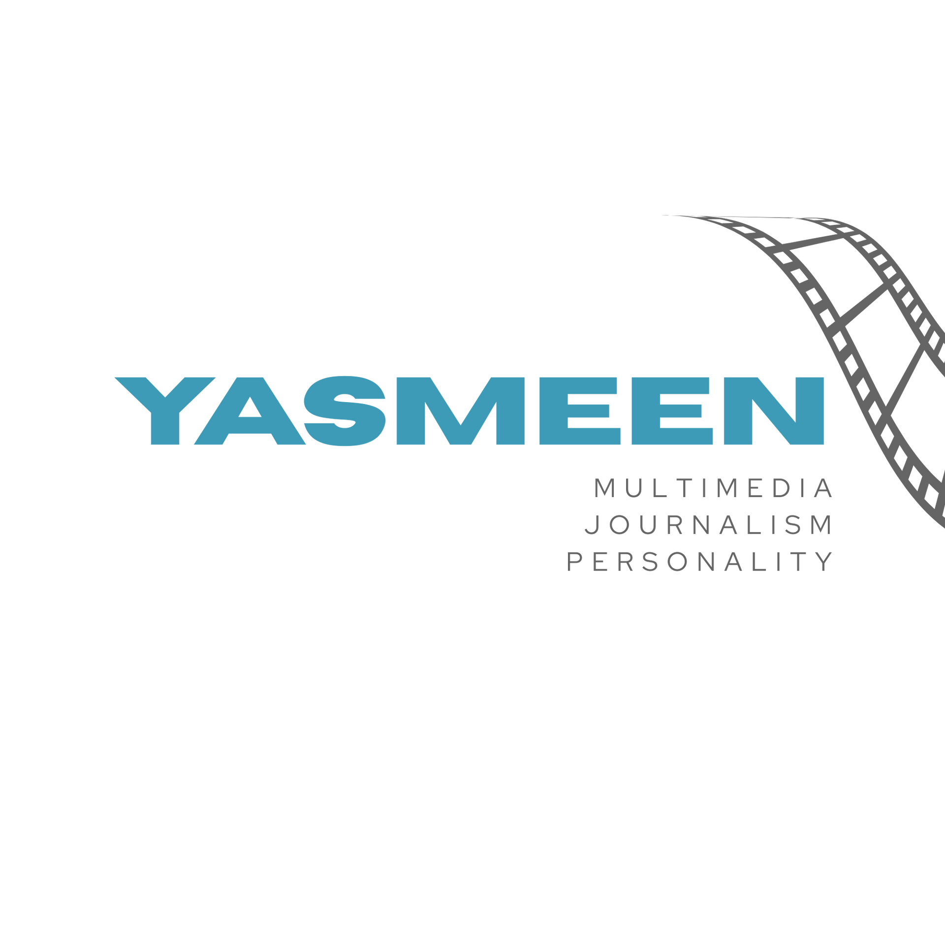YASMEEN logo in blue and gray with film strip graphic and small tagline text