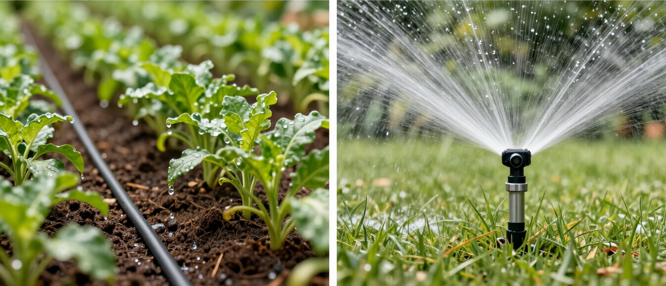 Drip Irrigation and Traditional Sprinklers